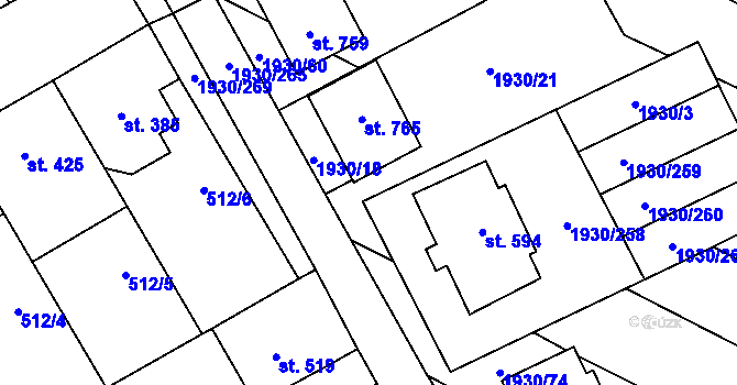 Parcela st. 1930/235 v KÚ Krumvíř, Katastrální mapa