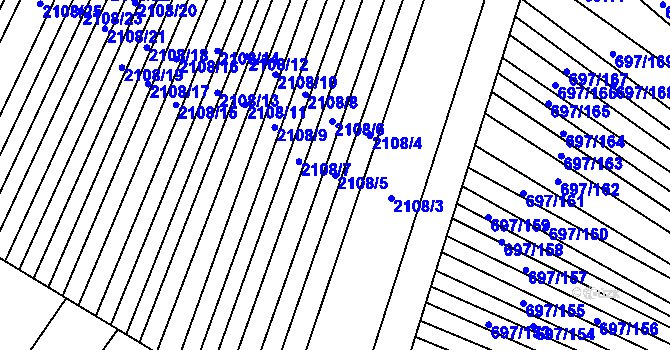 Parcela st. 2108/5 v KÚ Krumvíř, Katastrální mapa