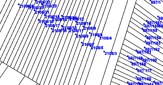 Parcela st. 2108/7 v KÚ Krumvíř, Katastrální mapa