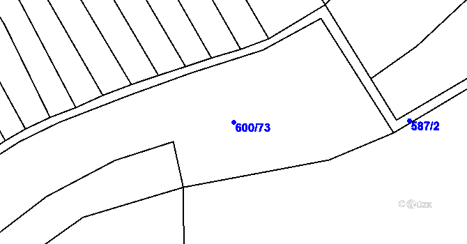 Parcela st. 600/73 v KÚ Krumvíř, Katastrální mapa