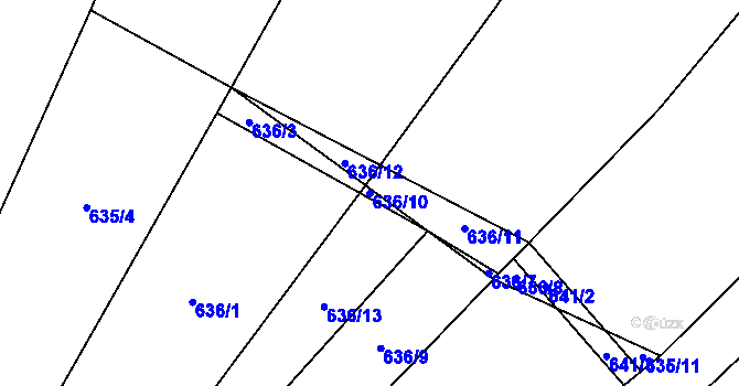 Parcela st. 636/10 v KÚ Krumvíř, Katastrální mapa