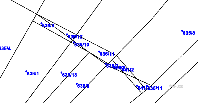 Parcela st. 636/11 v KÚ Krumvíř, Katastrální mapa
