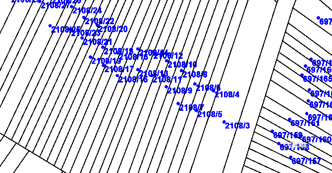 Parcela st. 2108/9 v KÚ Krumvíř, Katastrální mapa