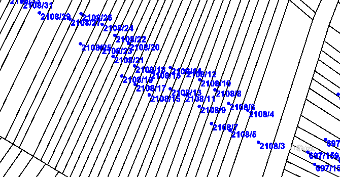 Parcela st. 2108/13 v KÚ Krumvíř, Katastrální mapa