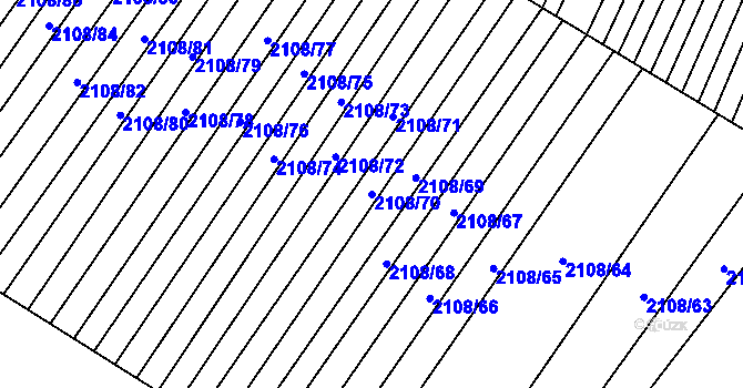 Parcela st. 2108/70 v KÚ Krumvíř, Katastrální mapa