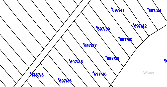 Parcela st. 697/37 v KÚ Krumvíř, Katastrální mapa