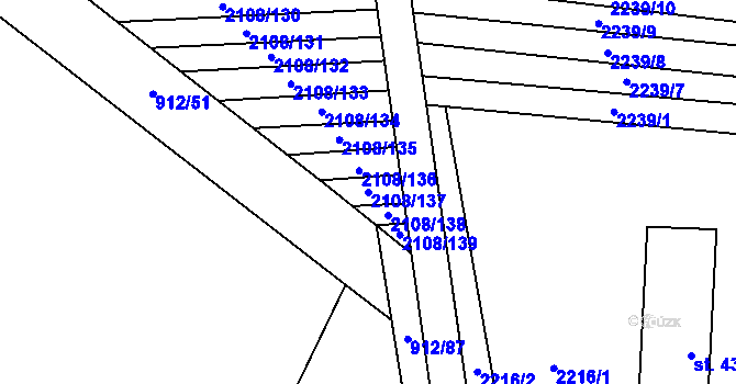 Parcela st. 2108/137 v KÚ Krumvíř, Katastrální mapa