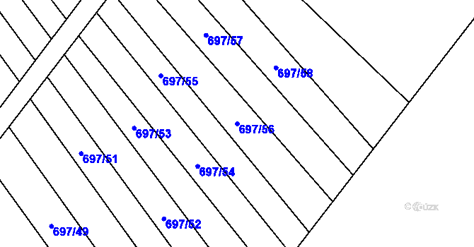 Parcela st. 697/56 v KÚ Krumvíř, Katastrální mapa