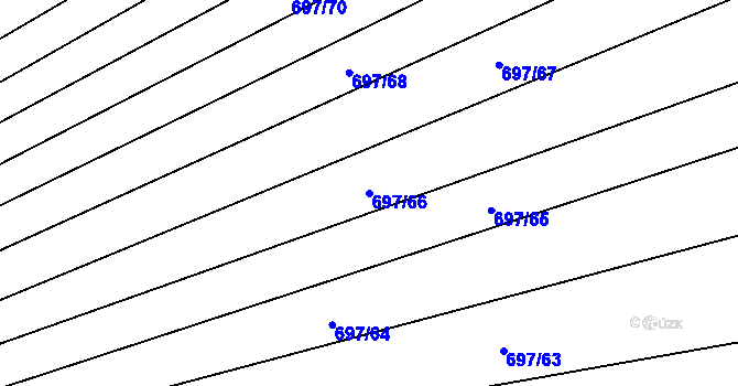 Parcela st. 697/66 v KÚ Krumvíř, Katastrální mapa