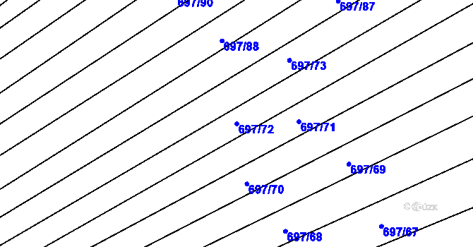 Parcela st. 697/72 v KÚ Krumvíř, Katastrální mapa
