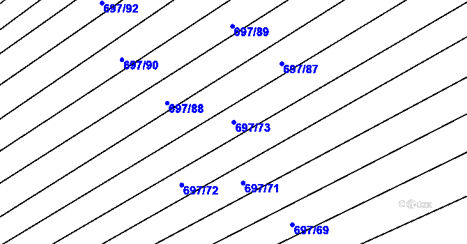 Parcela st. 697/73 v KÚ Krumvíř, Katastrální mapa