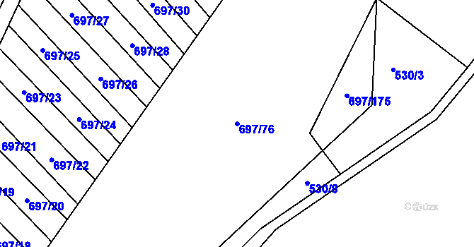 Parcela st. 697/76 v KÚ Krumvíř, Katastrální mapa