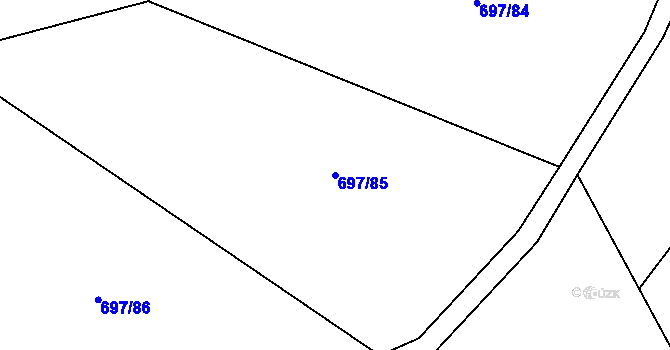 Parcela st. 697/85 v KÚ Krumvíř, Katastrální mapa