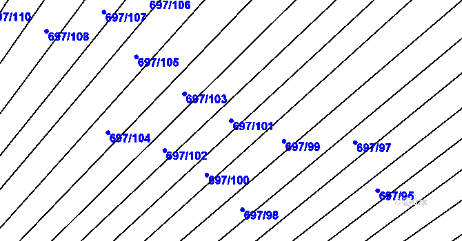 Parcela st. 697/101 v KÚ Krumvíř, Katastrální mapa