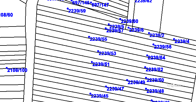 Parcela st. 2239/53 v KÚ Krumvíř, Katastrální mapa