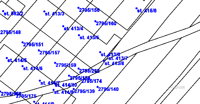 Parcela st. 413/6 v KÚ Krumvíř, Katastrální mapa
