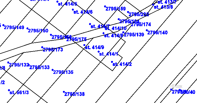 Parcela st. 414/1 v KÚ Krumvíř, Katastrální mapa