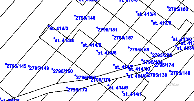 Parcela st. 414/6 v KÚ Krumvíř, Katastrální mapa