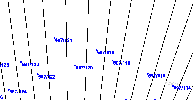 Parcela st. 697/119 v KÚ Krumvíř, Katastrální mapa
