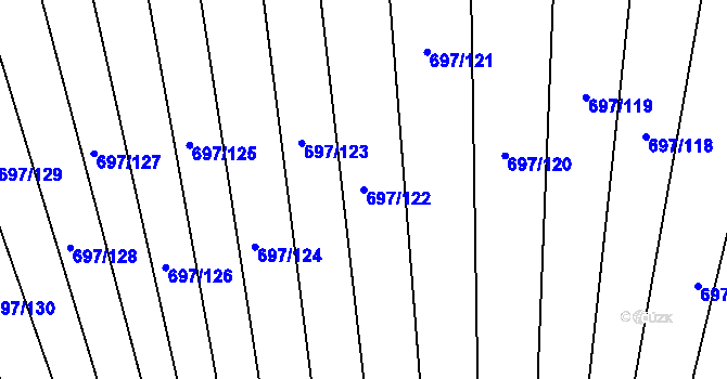 Parcela st. 697/122 v KÚ Krumvíř, Katastrální mapa