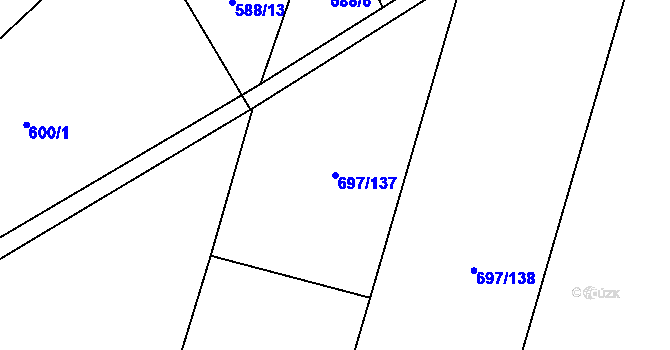 Parcela st. 697/137 v KÚ Krumvíř, Katastrální mapa