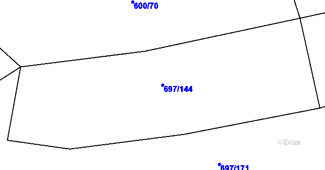 Parcela st. 697/144 v KÚ Krumvíř, Katastrální mapa