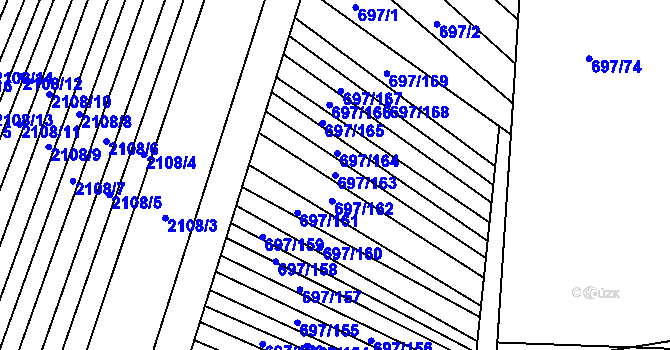 Parcela st. 697/163 v KÚ Krumvíř, Katastrální mapa