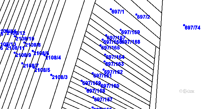 Parcela st. 697/164 v KÚ Krumvíř, Katastrální mapa