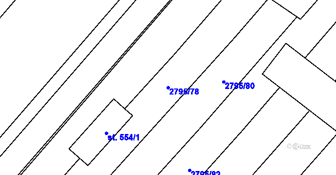 Parcela st. 2795/78 v KÚ Krumvíř, Katastrální mapa