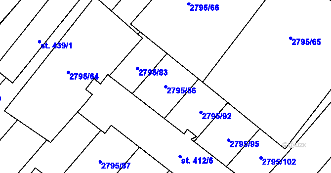 Parcela st. 2795/86 v KÚ Krumvíř, Katastrální mapa