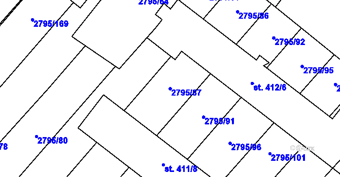 Parcela st. 2795/87 v KÚ Krumvíř, Katastrální mapa