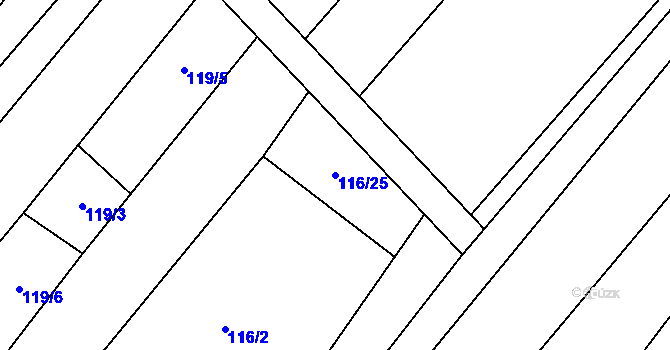 Parcela st. 116/25 v KÚ Krumvíř, Katastrální mapa