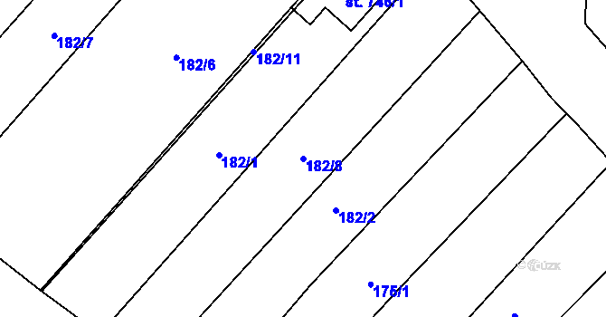 Parcela st. 182/8 v KÚ Krumvíř, Katastrální mapa