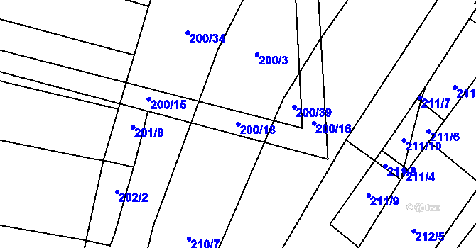 Parcela st. 200/18 v KÚ Krumvíř, Katastrální mapa