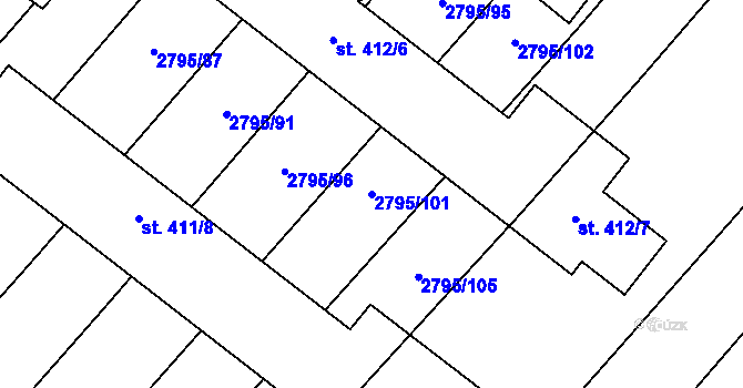 Parcela st. 2795/101 v KÚ Krumvíř, Katastrální mapa