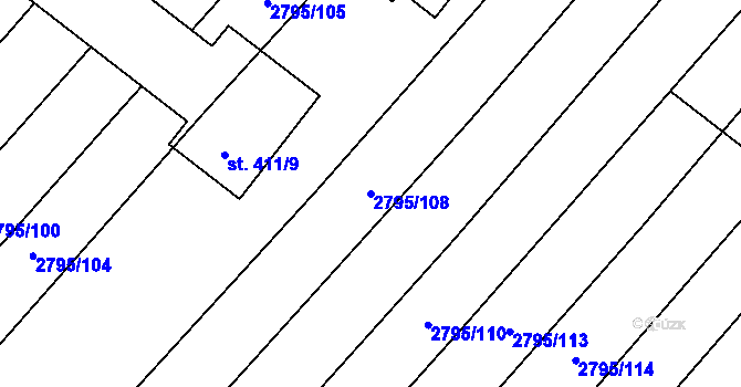 Parcela st. 2795/108 v KÚ Krumvíř, Katastrální mapa