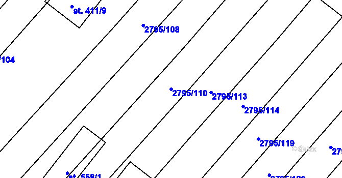 Parcela st. 2795/110 v KÚ Krumvíř, Katastrální mapa