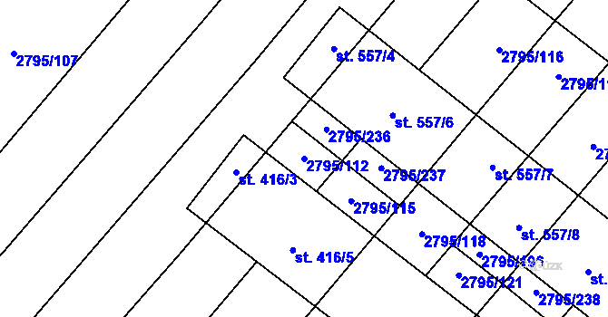 Parcela st. 2795/112 v KÚ Krumvíř, Katastrální mapa