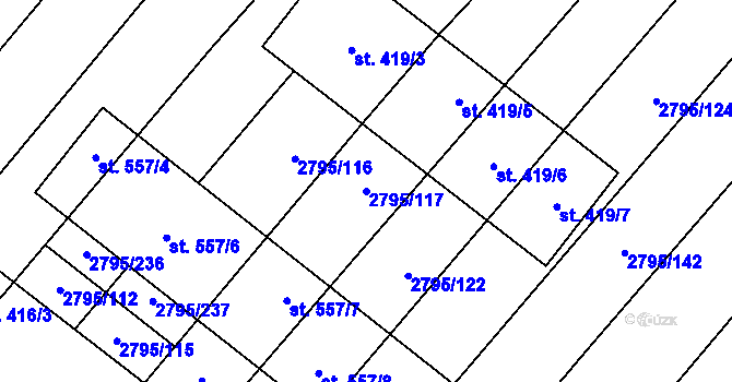Parcela st. 2795/117 v KÚ Krumvíř, Katastrální mapa