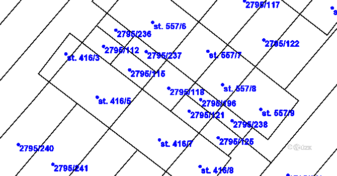 Parcela st. 2795/118 v KÚ Krumvíř, Katastrální mapa