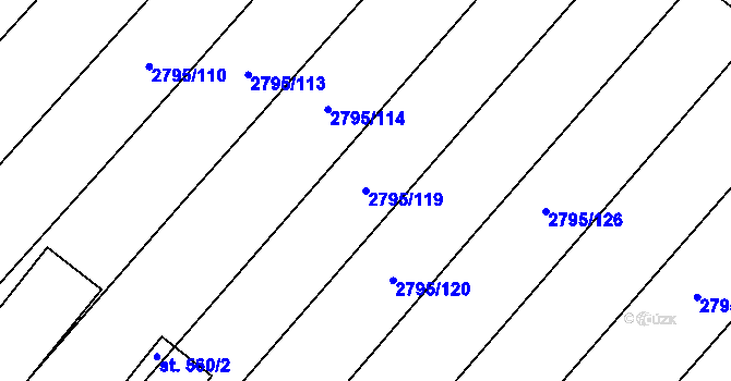 Parcela st. 2795/119 v KÚ Krumvíř, Katastrální mapa