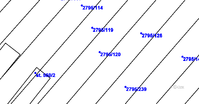 Parcela st. 2795/120 v KÚ Krumvíř, Katastrální mapa