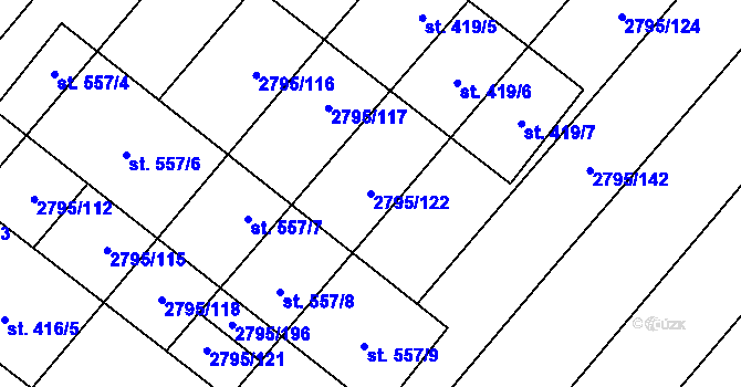 Parcela st. 2795/122 v KÚ Krumvíř, Katastrální mapa