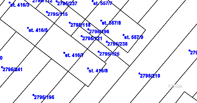 Parcela st. 2795/125 v KÚ Krumvíř, Katastrální mapa