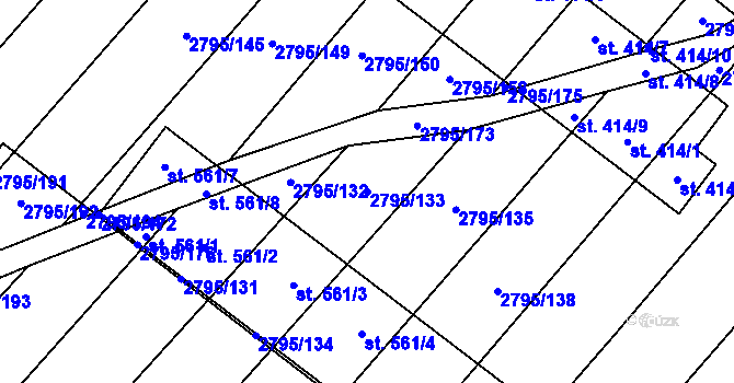 Parcela st. 2795/133 v KÚ Krumvíř, Katastrální mapa