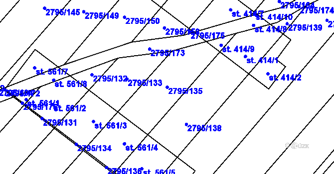 Parcela st. 2795/135 v KÚ Krumvíř, Katastrální mapa