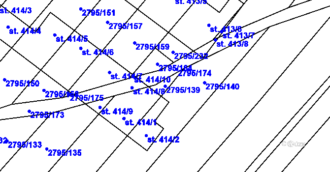 Parcela st. 2795/139 v KÚ Krumvíř, Katastrální mapa