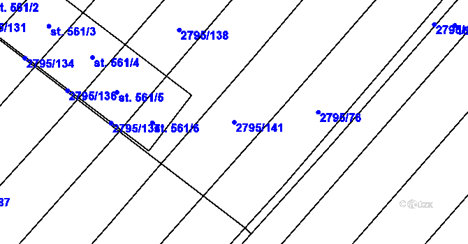 Parcela st. 2795/141 v KÚ Krumvíř, Katastrální mapa