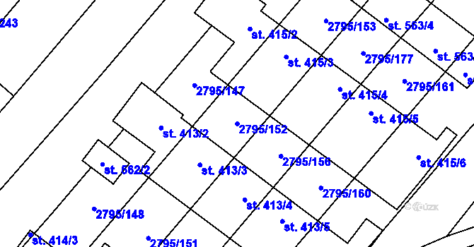 Parcela st. 2795/152 v KÚ Krumvíř, Katastrální mapa