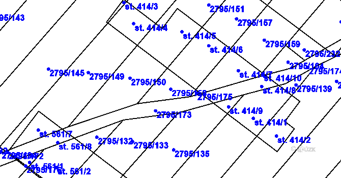 Parcela st. 2795/158 v KÚ Krumvíř, Katastrální mapa